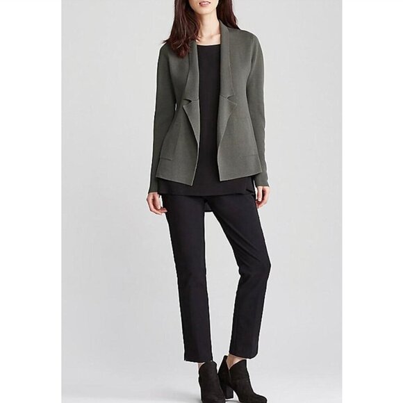 New w/Tags - Eileen Fisher Silk Cotton Interlock Notch Collar Jacket, Oregano, M - Picture 11 of 12